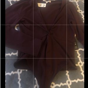 Deep V neck thong bodysuit